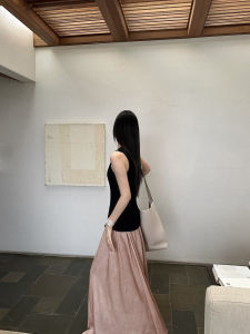 5werkwen Tie Dye A-Line Midi Skirt Elastic Waist Maxi Skirt Small Audience Design Sense Commute Style Polyester Fiber Long Skirt