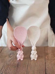 Muỗng bới cơm chống dính rơm lúa mì thiết kế hình dạng chú thỏ đứng an toàn tiện dụng cho nhà bếp-HAUSE