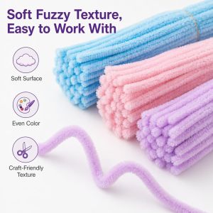 100pcs DIY Fuzzy Wire Bouquet Flower Bundle Sets Thick 8mm Pipe Cleaners Craft Chenille Stems Sunflower Fuzzy Wires