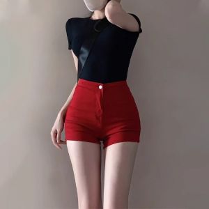 กางเกงขาสั้นยีนส์เอวสูงสไตล์อเมริกันสำหรับผู้หญิง ทรงเข้ารูป ทรงเข้ารูป สไตล์สตรีท เทรนด์ใหม่ ใส่ไปงานปาร์ตี้ในฤดูร้อน