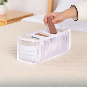7 Grid Transparent Drawer Organizer Foldable Storage Box for Underwear Socks Bra Closet Divider Clothes Pants Scarf Sock Storage
