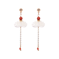 Initial Lotus Unique Sensation Earrings South Red National Style Abalone Red Color  out Original Design Handmade Silver Jewelry for Women. 