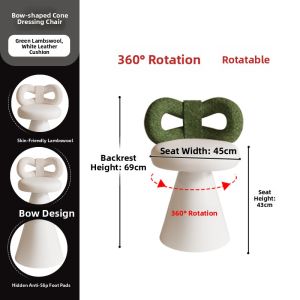 Elegant Rotating Vanity Chair for Women Bedroom Makeup Bench Cream Style Luxury Nail Chair New 2025 French Design Furniture