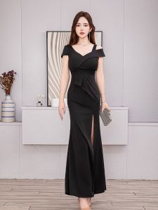 ชุดราตรีสุดหรูสำหรับผู้หญิง ชุดยาวหางปลา คอลเลกชั่นฤดูร้อนปี 2024 ชุดงานเลี้ยงคุณภาพสูง ปกปิดหน้าท้อง ชุดราตรี