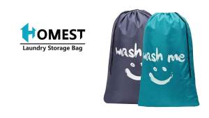 HOMEST XL Wash Me Travel Laundry Bag Dirty Clothes Organizer Large Enough to Hold 4 Loads of Laundry Easy Fit a Laundry Hamper or Basket Black