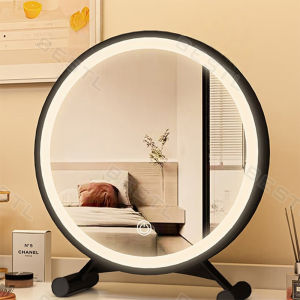 LED Tricolor Light Makeup Mirror with Light Tricolor Touch Screen Makeup Dressing Table with base Bedroom Beauty
