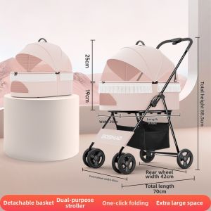 BOSIMAO | Portable Foldable Blue Separation Design Pet Stroller