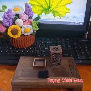 Lư đốt trầm hình trụ vuông Song Én mini lò đốt xông trầm nhỏ bình đốt trầm hương bằng kim loại size nhỏ