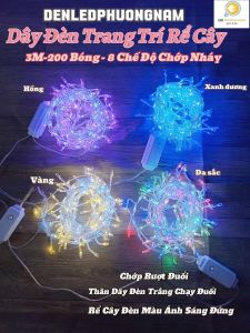 Dây Đèn Led Rễ Cây Trang Trí Ngoài Trời 3m - 200 Bóng hiệu ứng Chạy Đuổi Chống Nước Chống Côn Trùng