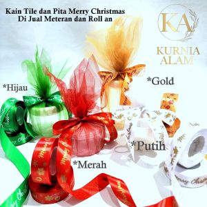 Kain Tile Pita Natal Merry Christmas Meteran untuk Bungkus Hampers Souvenir Dll