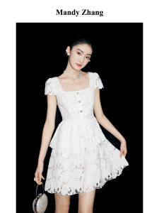 Elegant Vintage Lace Hollow Out A-Line Dress