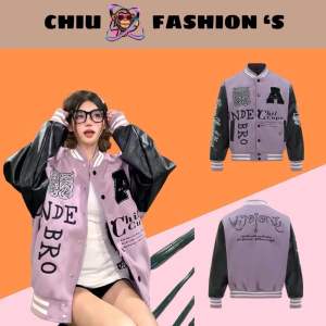 áo khoác bomber varsity chất vải nỉ dạ dày dặn phối tay da nổi bật dễ phối đồ áo khoác bóng chày phối tay da