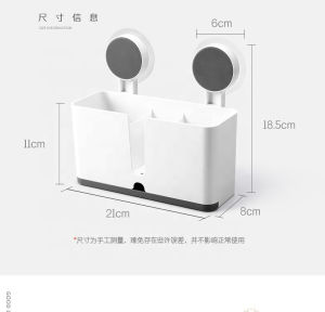 Multifunctional Wall Mounted Toothbrush Holder Drill-Free Vacuum Plastic Suction Cup Toothbrush Holder White Color