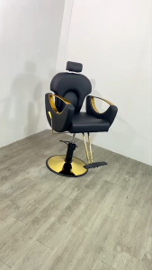 เก้าอี้เสริมสวย เก้าอี้ซาลอน เก้าอี้ตัดผม ร้านเสริมสวย ปรับเอนนอนได้ ฐานสแตนเลส เบาะกว้างนั่งสบาย โช๊คไฮดรอลิค หมุนได้360องศา Saron chair.