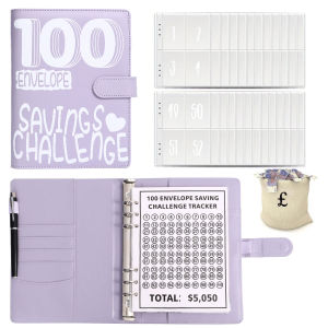 100 ซอง Challenge Binder ประหยัดความท้าทายหลวม Binder Budget Binder เงินสดซอง Money Organizer ระบบ