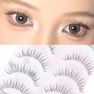 Realistic 5Pairs Manga Beauty Cross Short False Eye Lashes Artificial Fiber Fake Eyelashes Comfortable for Ladies