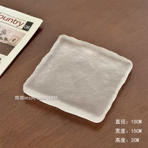 Mist Glass Iceberg Plate Afternoon Tea Dessert Display Plate Western Pastries Cake Dim Sum Serving Plate Retro Style 6 Inches