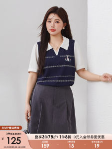 Ladies Casual Style Embroidered Loose Fit Color Block Cool Feeling Shirt plus Size College Style Patchwork Contrast Color Top