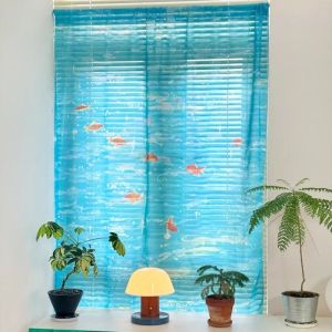 VIKAMA Họa Tiết Cá Vàng Sheer Rèm Cửa Polyester Jacquard Trang Trí Nhà Cho Phòng Ngủ Ảnh Phông Nền Treo Tường Cửa Phân Vùng Drap