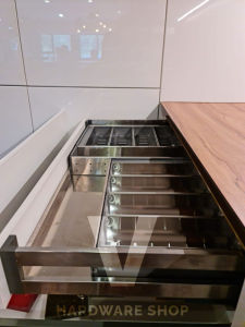 900mm Kabinet Almari Tarik Rail Rak Dapur / 304 S.Steel Soft close drawer with Cutlery tray set