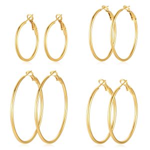 3 Pairs Hoop Earrings for Women Stainless Steel Hoops Earrings Set Lightweight Large Hoops Women Earrings Loop Earrings Set