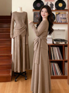 CHANGTONG | Bộ Đôi Vintage Cozy Áo Len Quần Ống Rộng