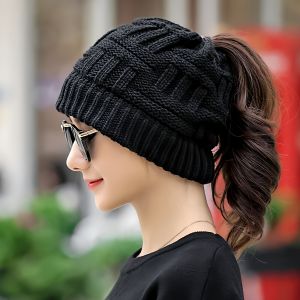 Versatile Warm Cap for Women with Open Top Knit