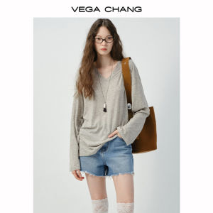 Casual Long Sleeve V-Neck Slim Fit T-Shirt Womens Summer Thin Style Top Comfortable Breathable Pure Color Loose Fit T-Shirt