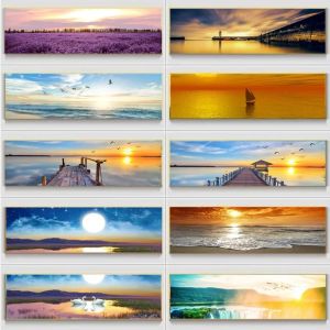 Natural Beach Sunset Landscape Canvas Paintings No Frame Seaside Posters and Prints Wall Art Picture for Living Room Home Decor
