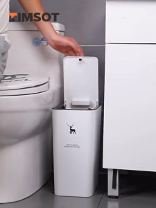 (Warranty)TIMSOT 16L Rectangular Trash Can Kitchen Bathroom Toilet Living Room With Lid Waste Garbage Bin