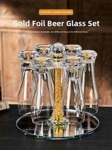 ZHUXI | Brewing Gold Flake Crystal Glass Luxury Beer Mug Set