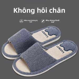 MONLEYTA | Dép lười vải lanh cotton mùa xuân thu trong nhà im lặng dùng trong gia đình bốn mùa cho nam và nữ mẫu mới mùa hè