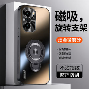 Redmi K40 pro Magnetic Stand Phone Case Luxury Matte Gold Metal Full Cover Anti-Fall Men Women Protective Shell Business Style