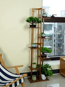 LACCOHUG Bamboo Plant Rak Plant Stand 5/6/7 Layers Wood Multilayer Outdoor Rak Pasu Bunga Rak Pokok Flower Rack