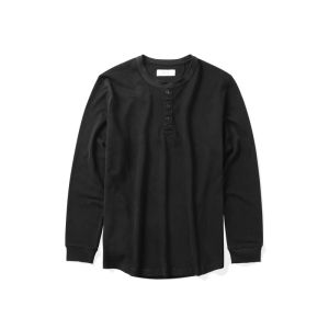 เสื้อยืดคอกลมแขนยาวผ้าฝ้ายแท้ทรงหลวมสไตล์อเมริกันย้อนยุคสำหรับผู้ชาย เสื้อเชิ้ตชั้นในแบบมีขนแกะบางๆ สวมใส่สบาย