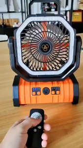 Camping Fan 20000mAh Rechargeable Outdoor Fan with LED Light Hook Remote Control Auto Oscillating