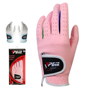 1 Pair Glove PGM Boys Girls Outdoor Sport Cloth Golf Gloves Left Hand and Right Hand Breathable Anti-slipping Gloves 2 Color White Pink for Child
