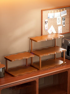 Office Desk Cup Storage Rack Multi-layer Small Cup Shelf Tabletop Organizer Simple Style Bamboo Density Board Material