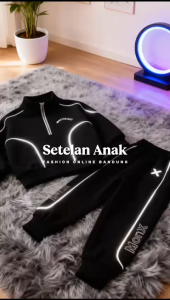 MONX Setelan Jaket Anak Laki Laki Dan Wanita Motif List Putih Reflektif 2 - 12 tahun Terbaru