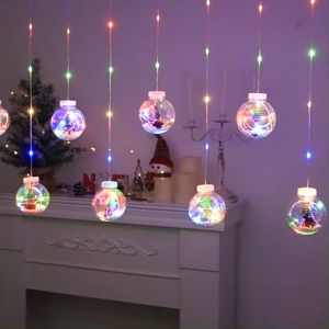 ไฟคริสมาสled ไฟประดับตกแต่ง ของตกแต่งคริสมาสต์ ไฟตกแต่งร้าน เสียบปลั๊กไฟบ้าน220V ไฟแสงสีลูกแก้ว christmas decoration ไฟแต่งร้านสวยๆ