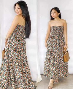 karla Plain  and Printed Boho  Maxi Long Tube Dress for Women for Women  - fits XS to large - good quality - super kapal ng tela - trending  - 100 percent cotton - mall quality - Top pick  - madaling maubos - trending  - made of imported fabric - affordab