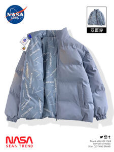 Wassup Panda Double-Sided Wear Thickened Stand Collar Mens down Jacket Couples Cotton Coat Youth Fashion Winter Outerwear