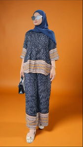 Setelan Celana Kulot Jumbo Rayon Motif Baju Dewasa Wanita OneSet Adem Busui Friendly