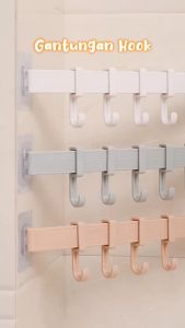 Hook Dinding Tempel 6 Kait / Gantungan Multifungsi Tanpa Paku
