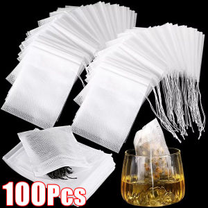 100pcs Disposable String Drawstring Tea Bags / Non-Woven Empty Tea Bags / Herb Loose Drawstring Filter Pouch / Food Grade Sealed Filter Teabag for Herbs Tea Spice