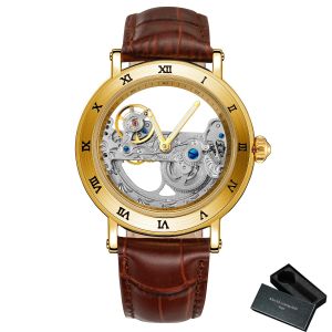 Forsining Golden Bridge Mặt Đồng Hồ Cơ Tự Động Dành Cho Nam Cao Cấp Dây Da Thép Thời Trang Công Sở Quà Tặng