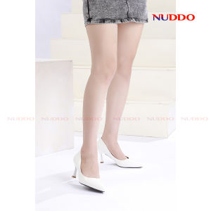 Giày Công Sở Nữ Cao Gót Mũi Nhọn 7 Phân Guốc Nữ Da Bóng Đế Nhọn Đi Tiệc 7cm NUDDO _NB709