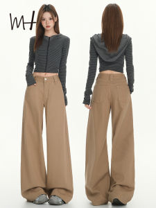 Quần Jeans Ống Thẳng Màu Đen Cà Phê Cổ Điển Cạp Cao Quần Ống Rộng Ôm Dáng Mùa Thu 2025 Thời Trang Thường Ngày