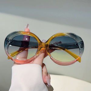 KAMMPT Oversized Round Sunglasses 2025 Fashion Gradient Multicolor Outdoor Shades Trendy Brand Design Beach Holiday Sun Glasses