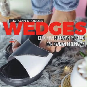 Sandal Wedges Weges Slop Wanita Cewek Terbaru Import Termurah import Model Calbi